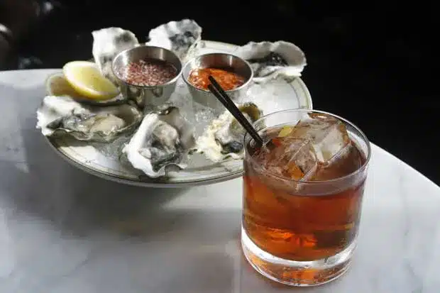 Vieux Carre Cocktail with Oyster